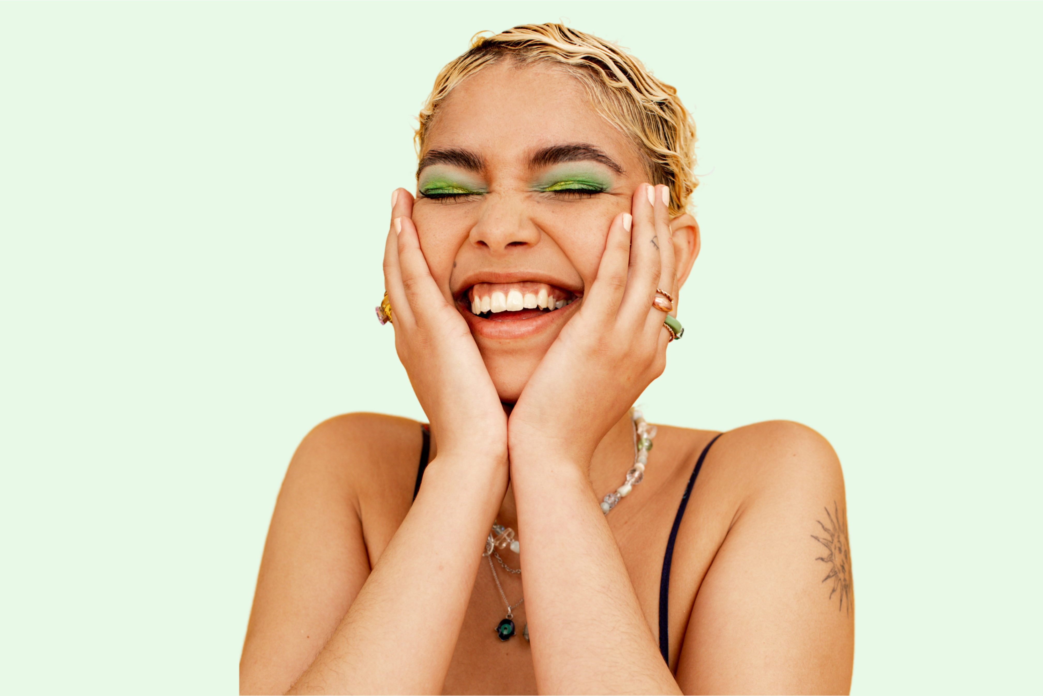 Portrait on green studio backdrop